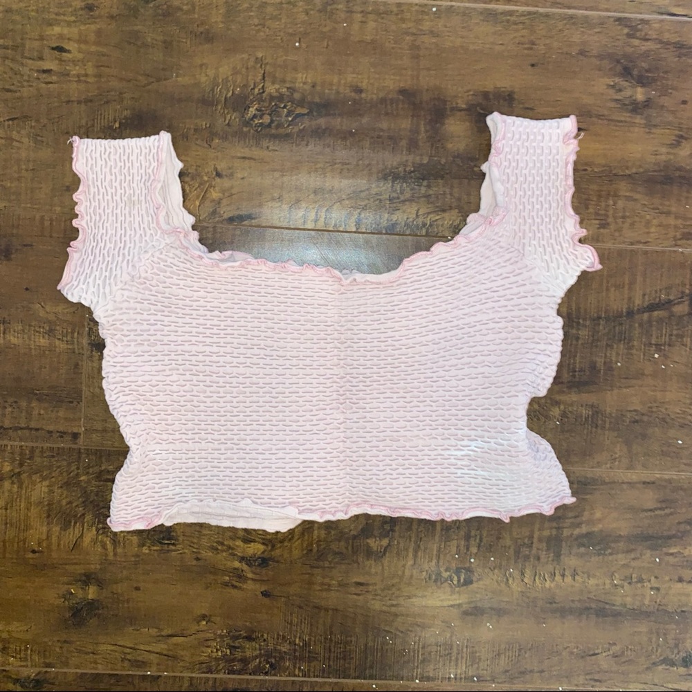 Free people smocked crop top in ballet pink